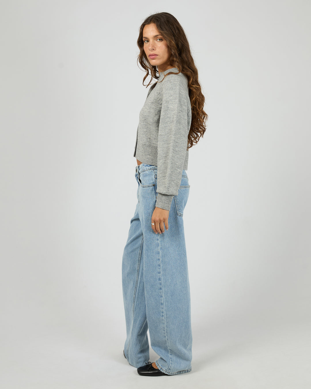 Silent Theory Lotus Knit Cardigan - Grey Marle (view 4)