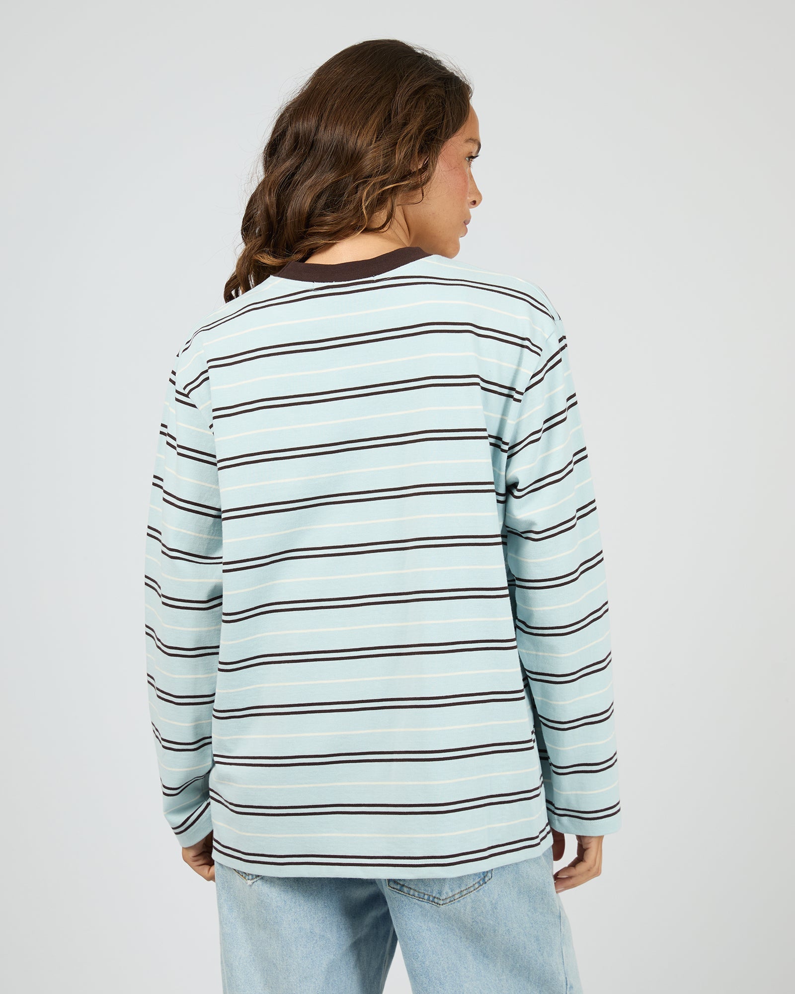 Silent Theory Stripe Long Sleeve Tee in Light Blue - back