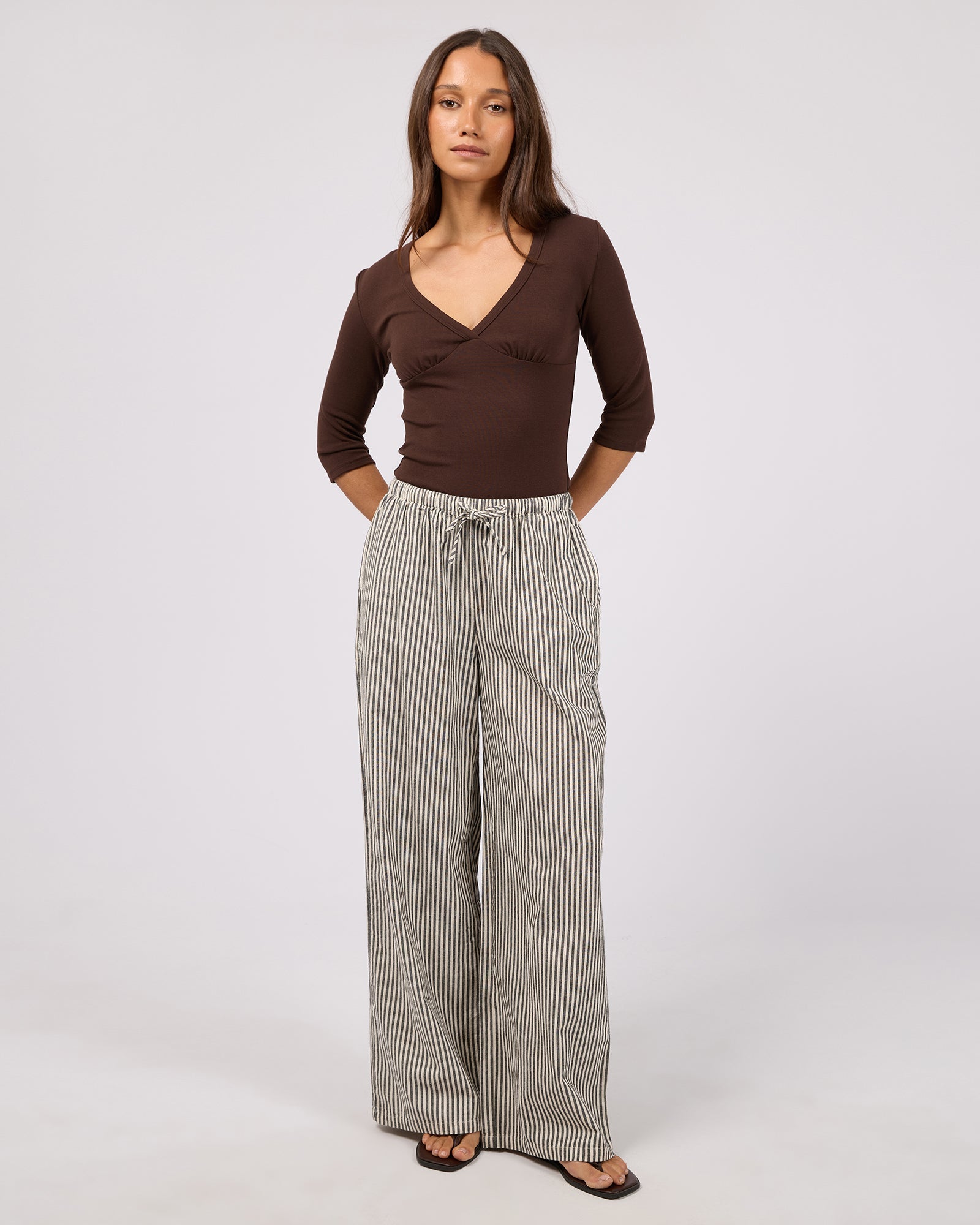 Silent Theory Sunday Tie Waist Pant in black - back