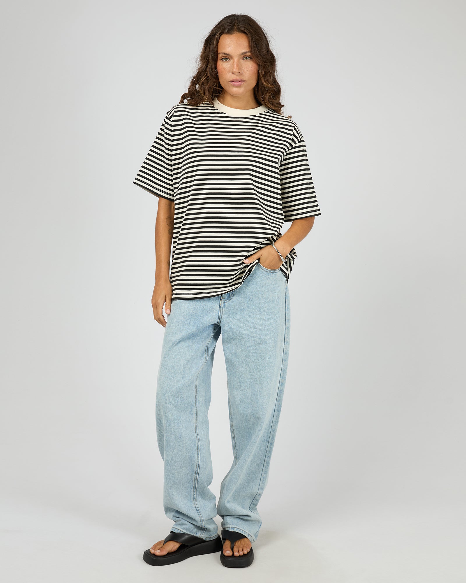 Silent Theory Stripe Short Sleeve Tee in black - back