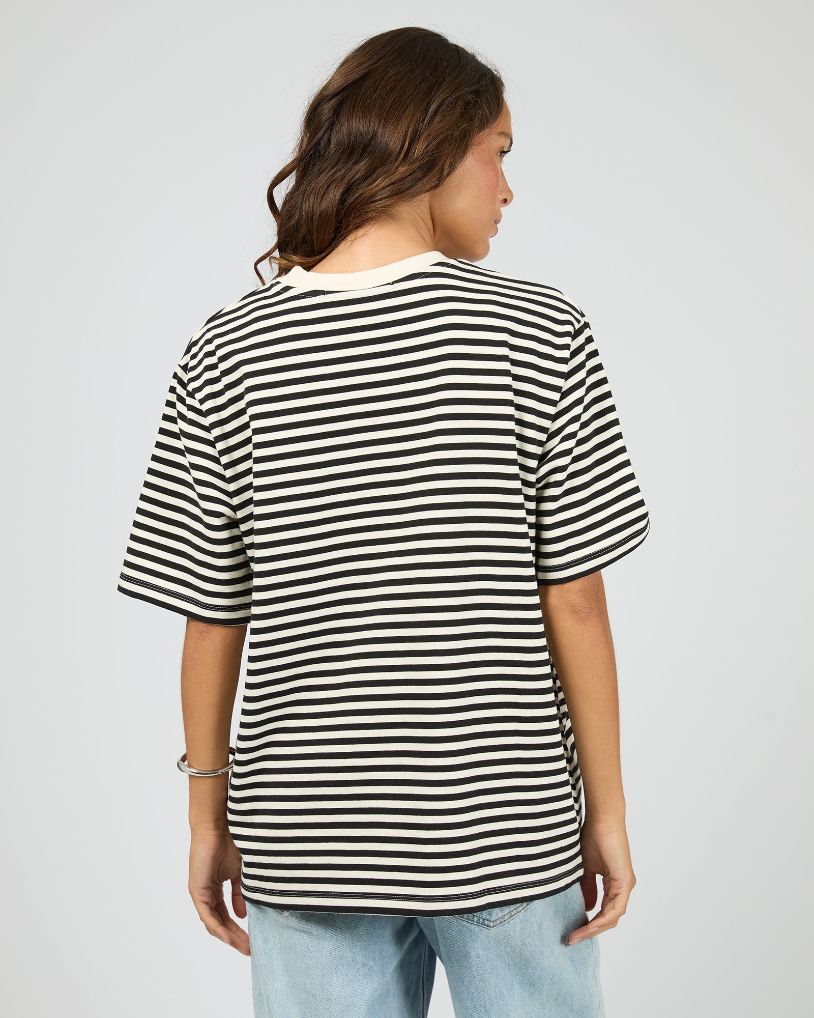 Silent Theory Stripe Short Sleeve Tee in black - detail