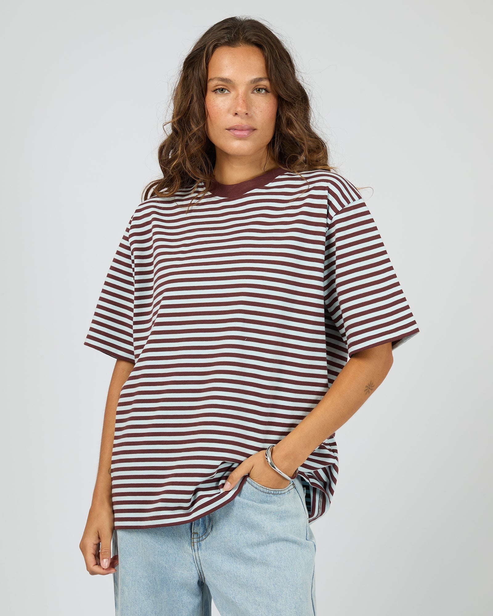 Silent Theory Stripe Short Sleeve Tee in light blue - back