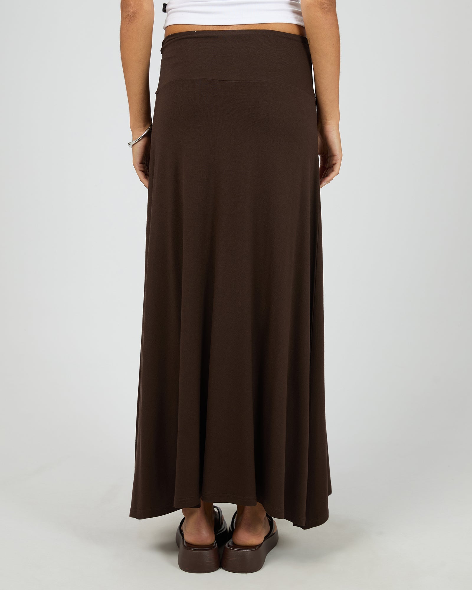 Silent Theory Twist Detail Maxi Skirt in chocolate - detail