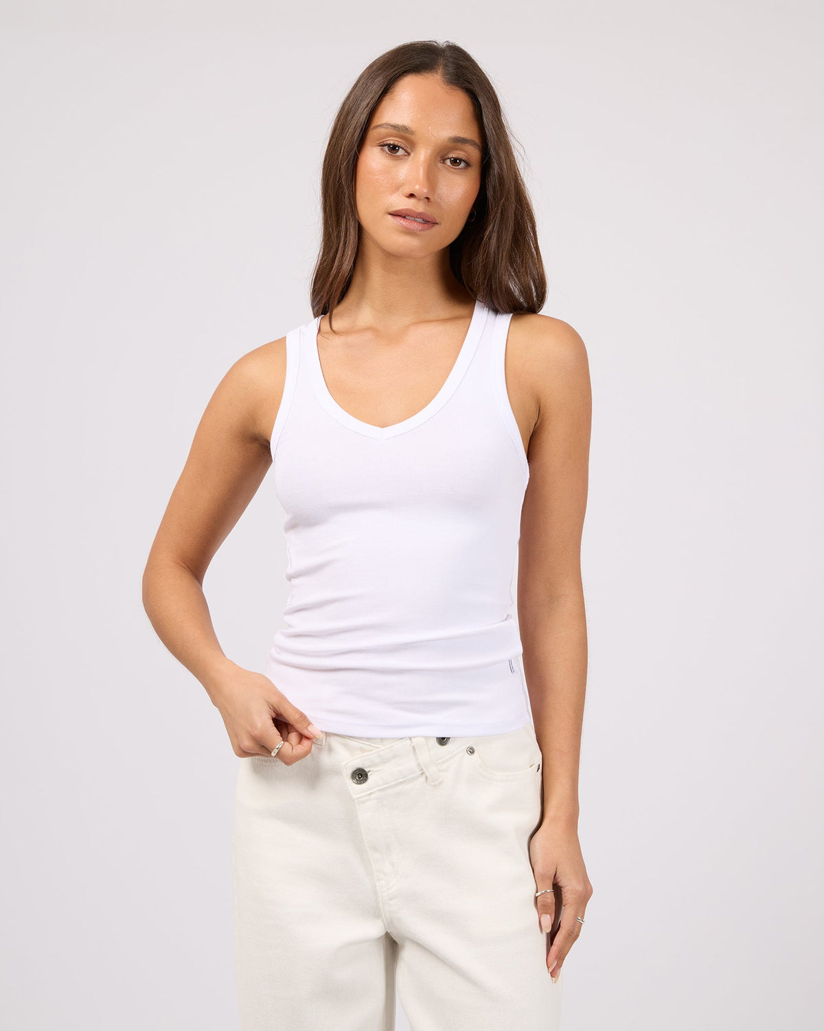 Silent Theory Luxe Rib Vee Tank White