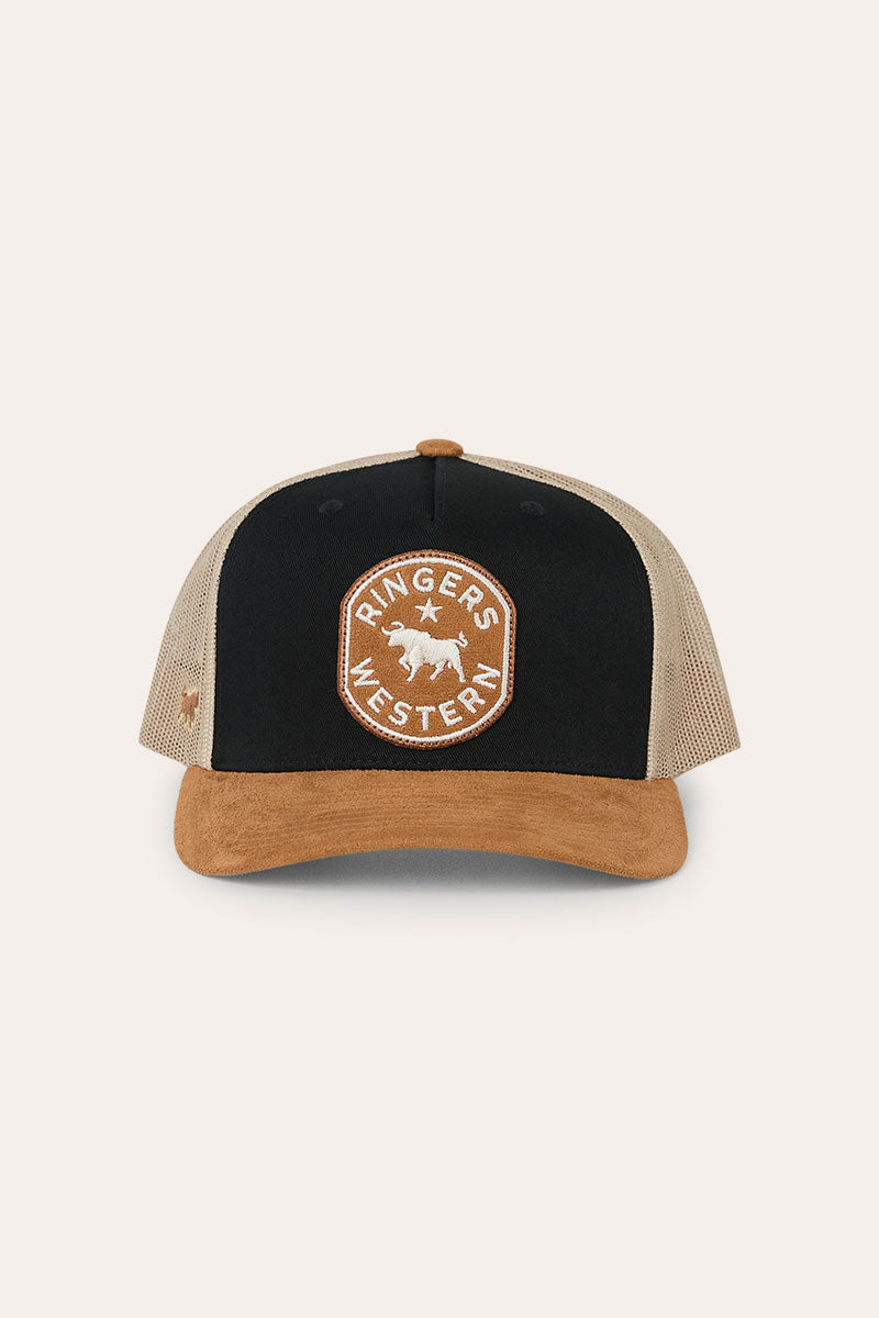 Outback Hide Roadhouse Trucker Cap - Black / Dark Tan