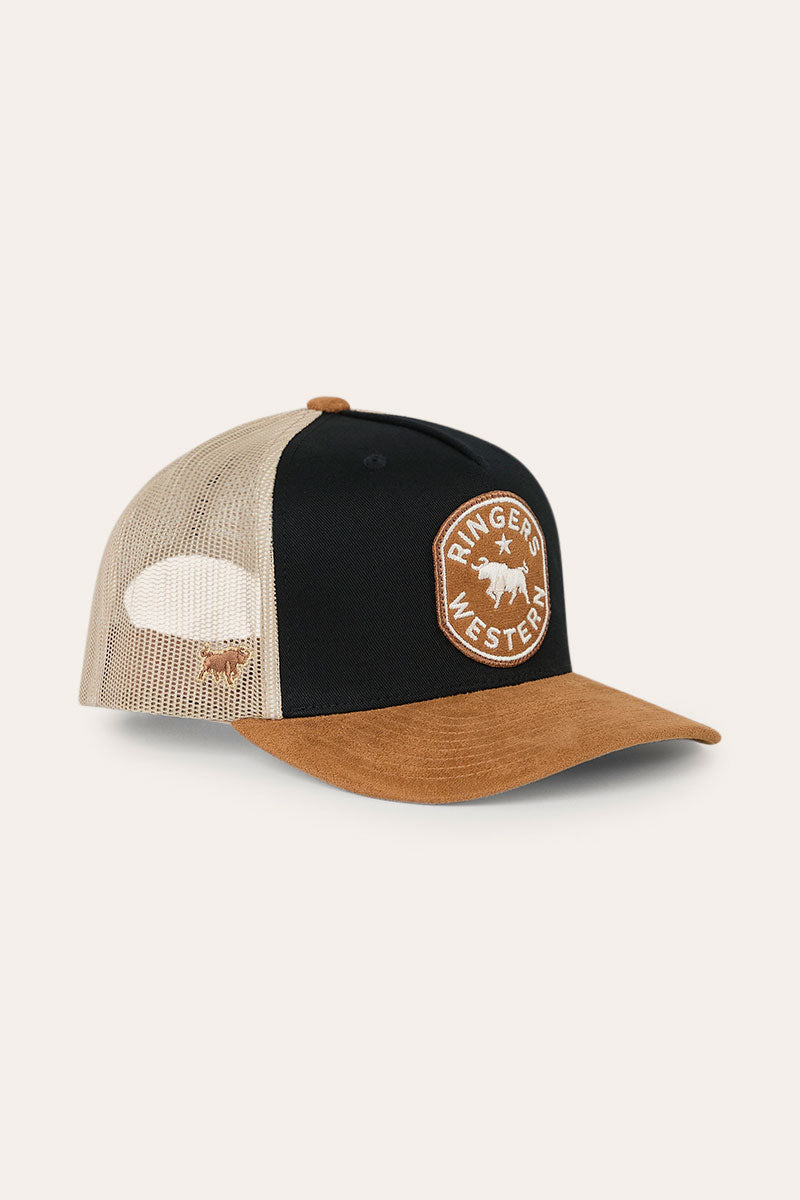Outback Hide Roadhouse Trucker Cap - Black / Dark Tan