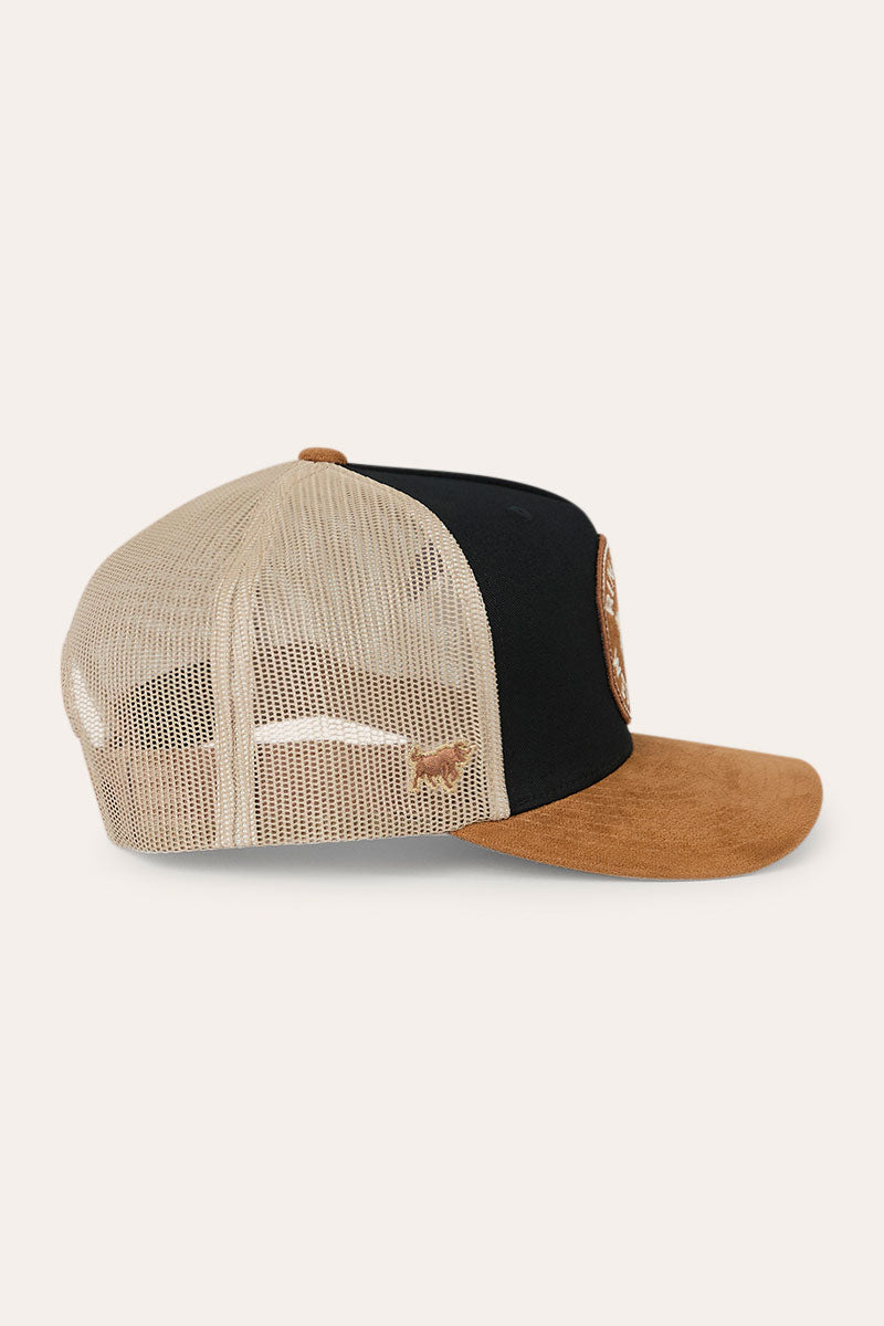 Outback Hide Roadhouse Trucker Cap - Black / Dark Tan