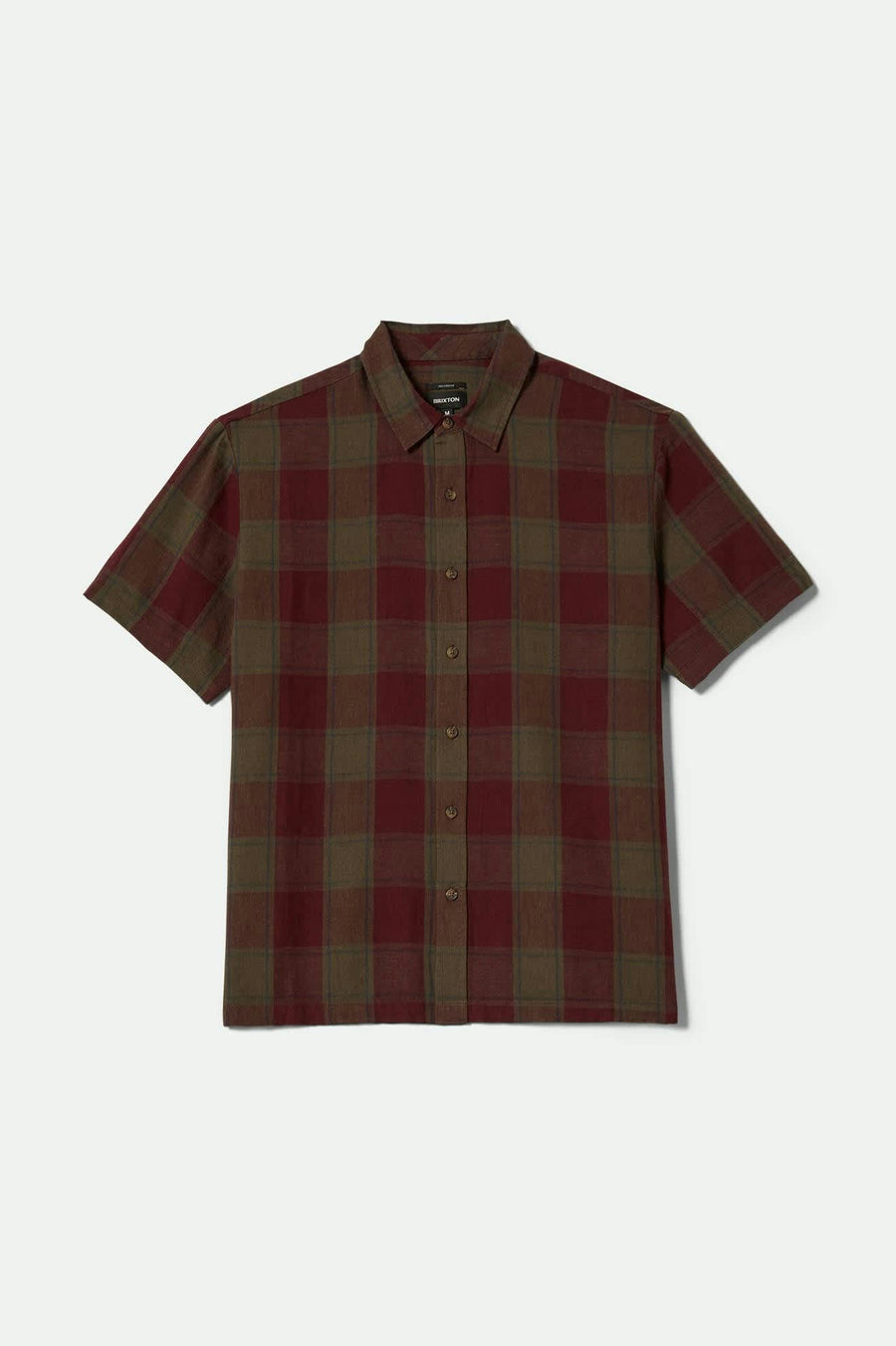 Brixton Cru Linen Blend Short sSleeve Woven - Olive Surplus/ Port (view 7)
