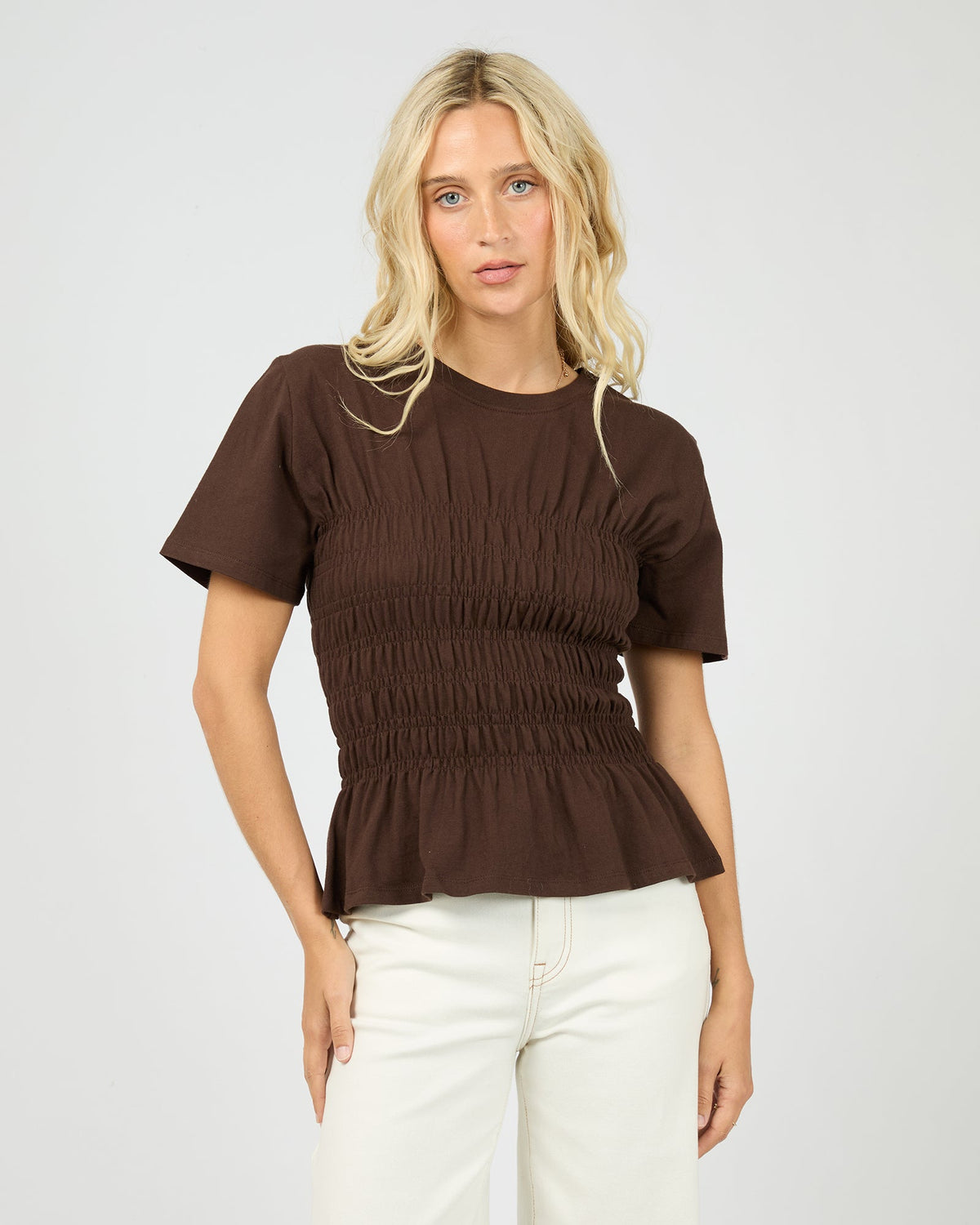 All About Eve Lipa Ruched Top in brown