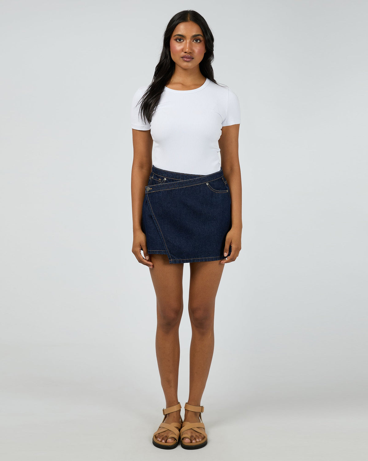 All About Eve Lenni Mini Skort indigo back view