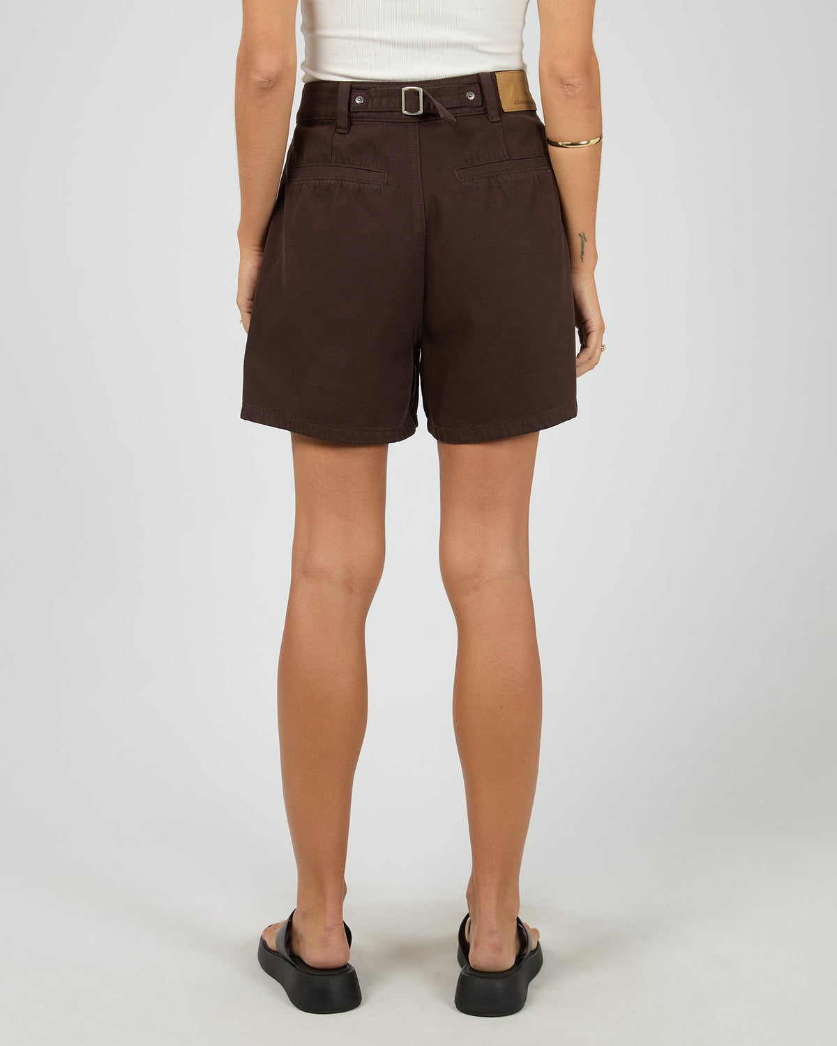 All About Eve Stevie Denim Short brown back view
