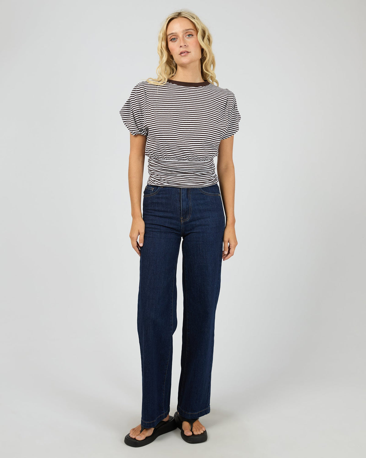 All About Eve Paige Tee brown stripe side view