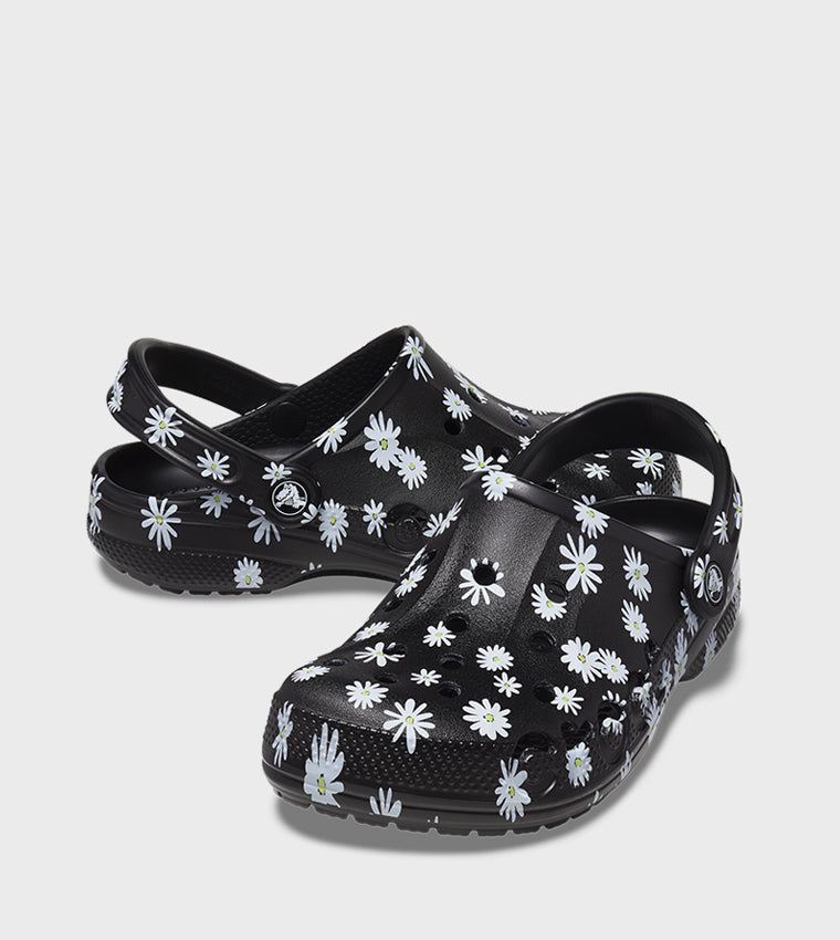 Baya Seasonal Printed Clog - Black Daisy