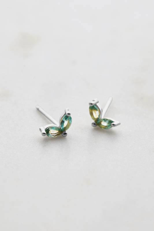 Double Crystal Stud - Blue / Silver