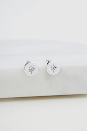 Crystal Disk Stud Earring - Silver - Catani Clothing