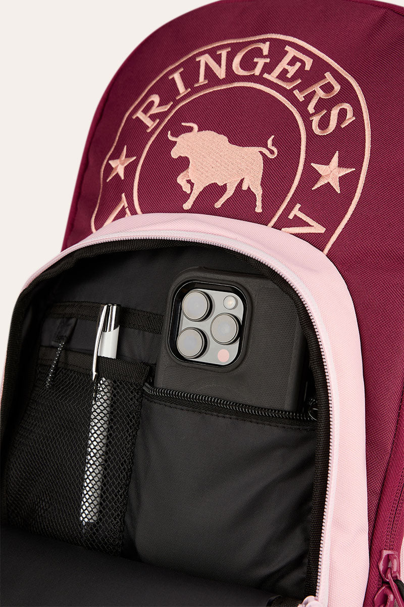 Ringers Western Holtze Backpack in Plum and Light Pink - detail