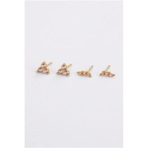Zafino Crystal Pink Stud Set - Gold