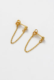 Crystal Chain Wrap Earring - Gold