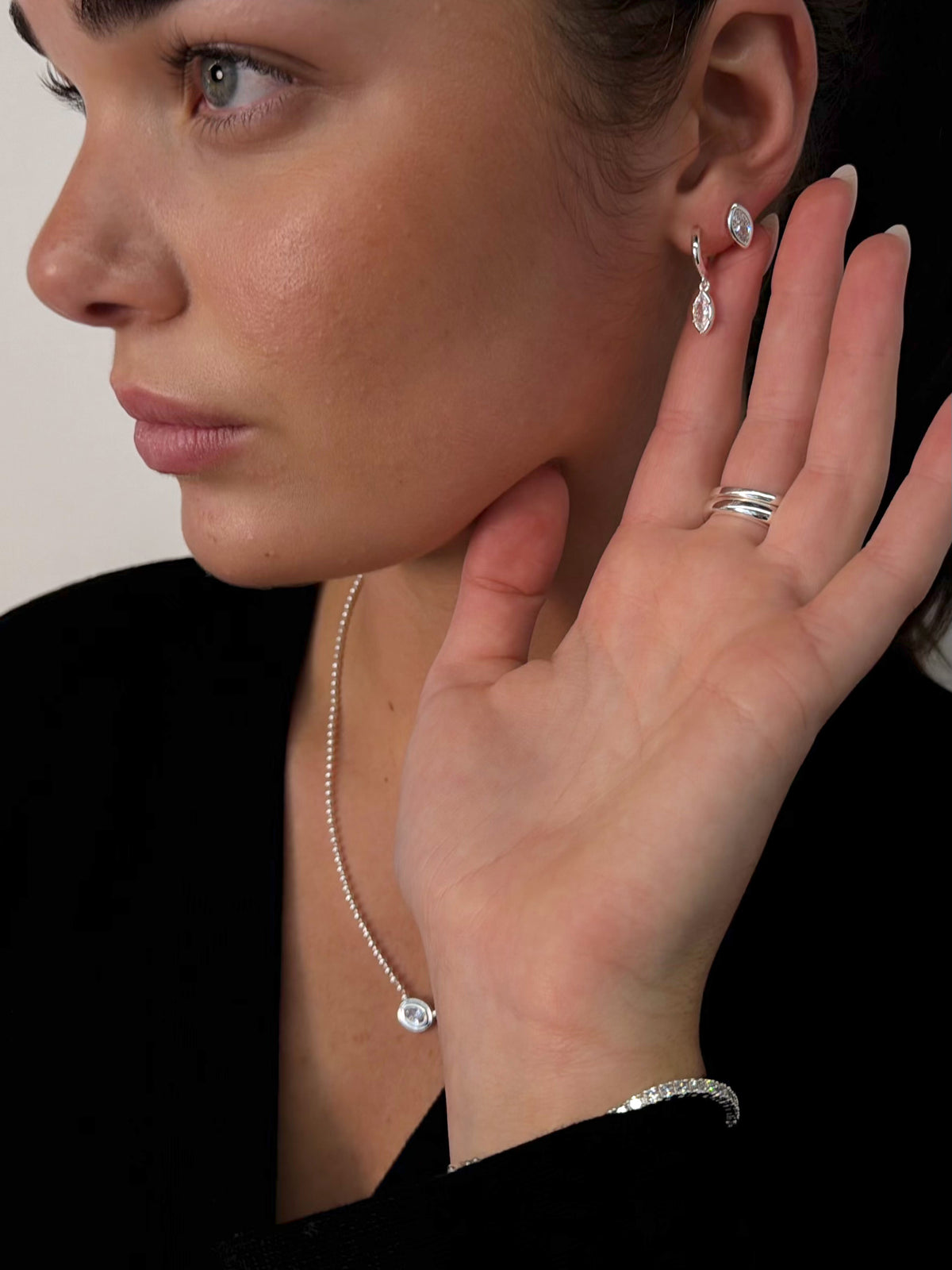 Zafino Eden Crystal Hoop - Silver - Silver (view 2)