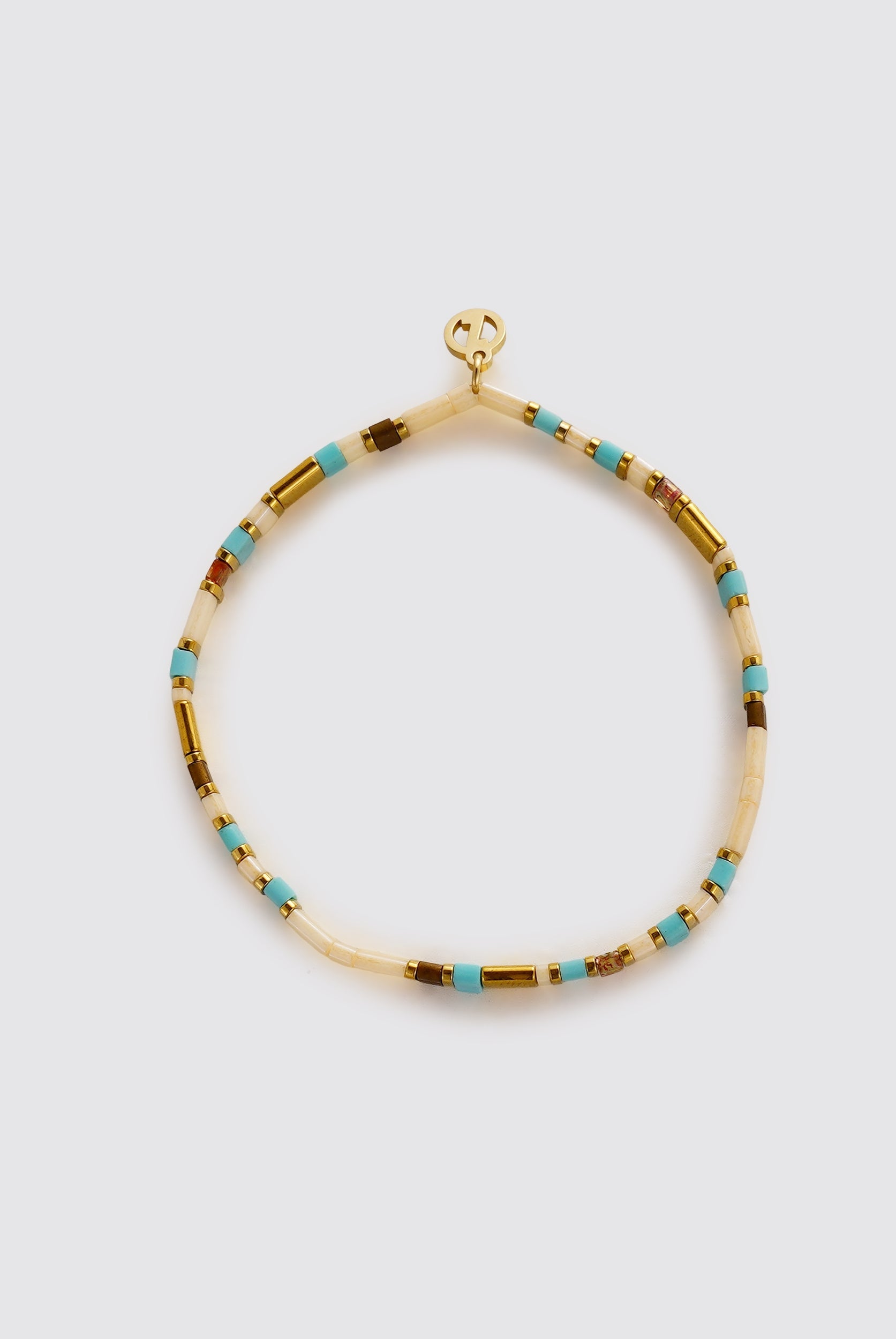 Zafino Tile Bracelet in Teal and Cream - detail