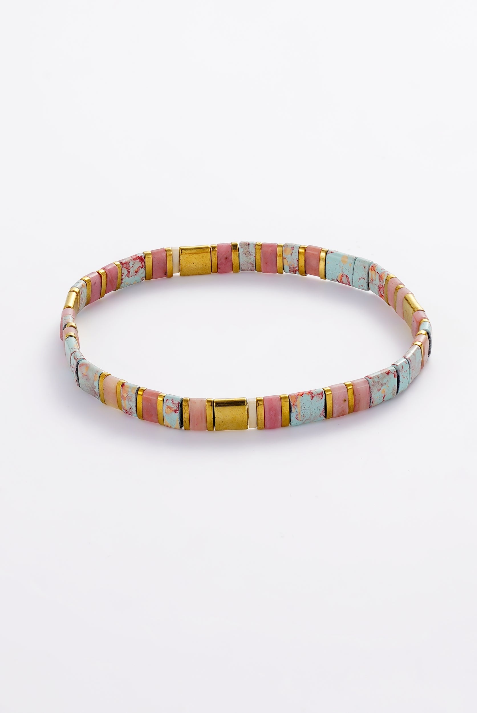 Zafino Tile Bracelet in Teal and Blush