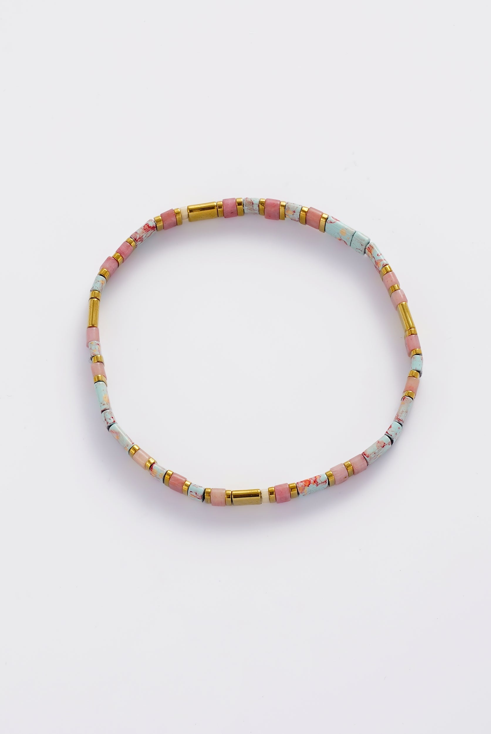 Zafino Tile Bracelet in Teal and Blush - detail