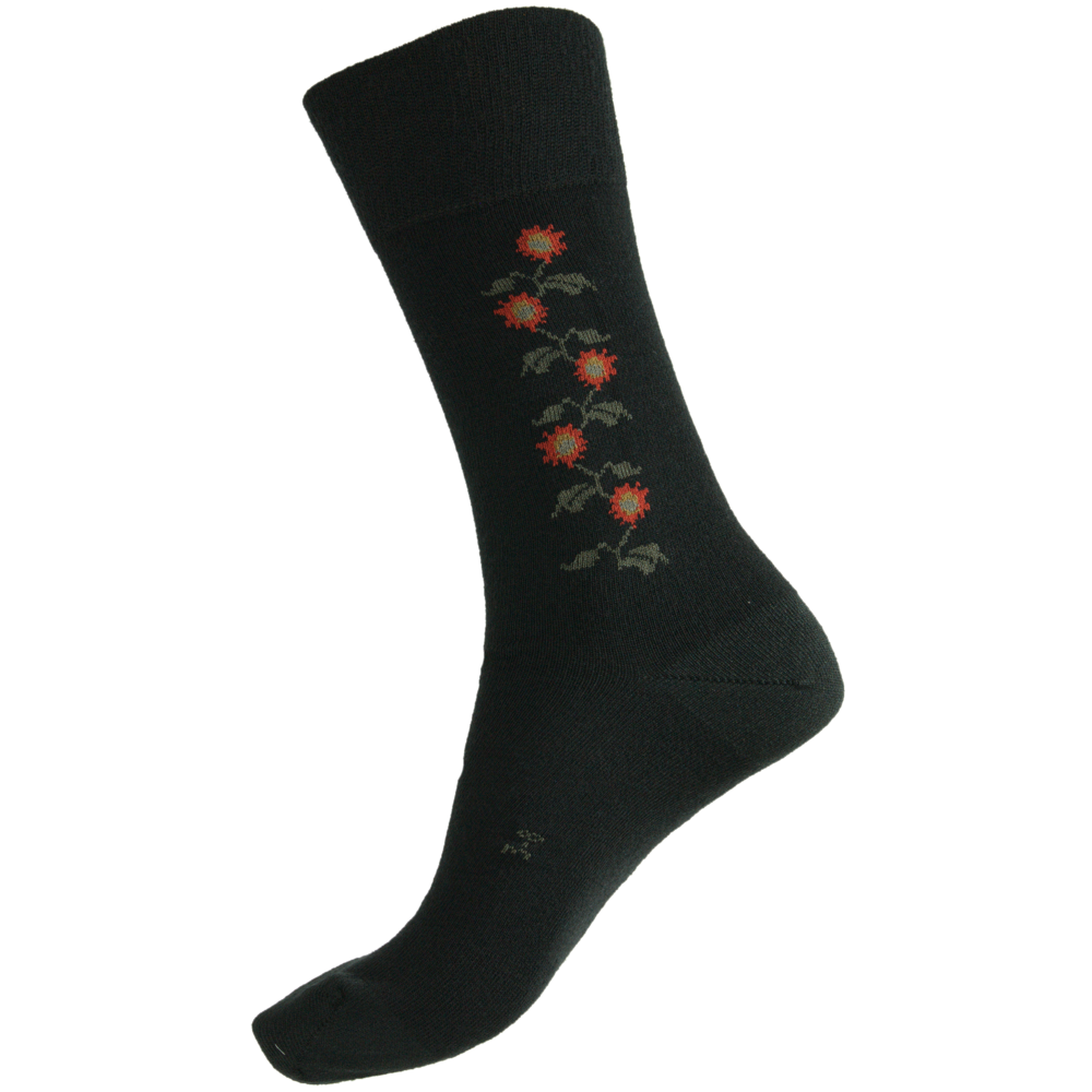 Womens Fine Merino Wool Patterned Health Sock - Sunflower