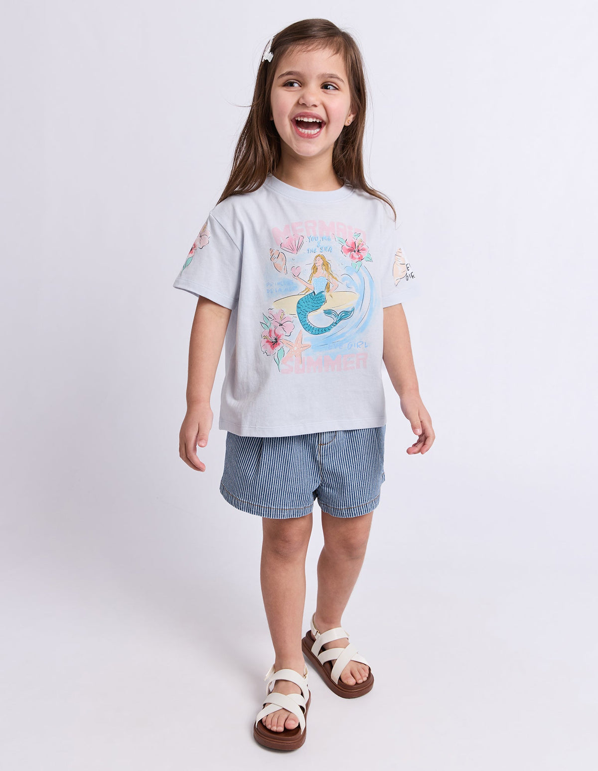 Eve Girl Under The Sea Tee in Light Blue - detail