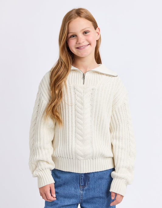 Dahlia 1/4 Zip Knit - Vintage White