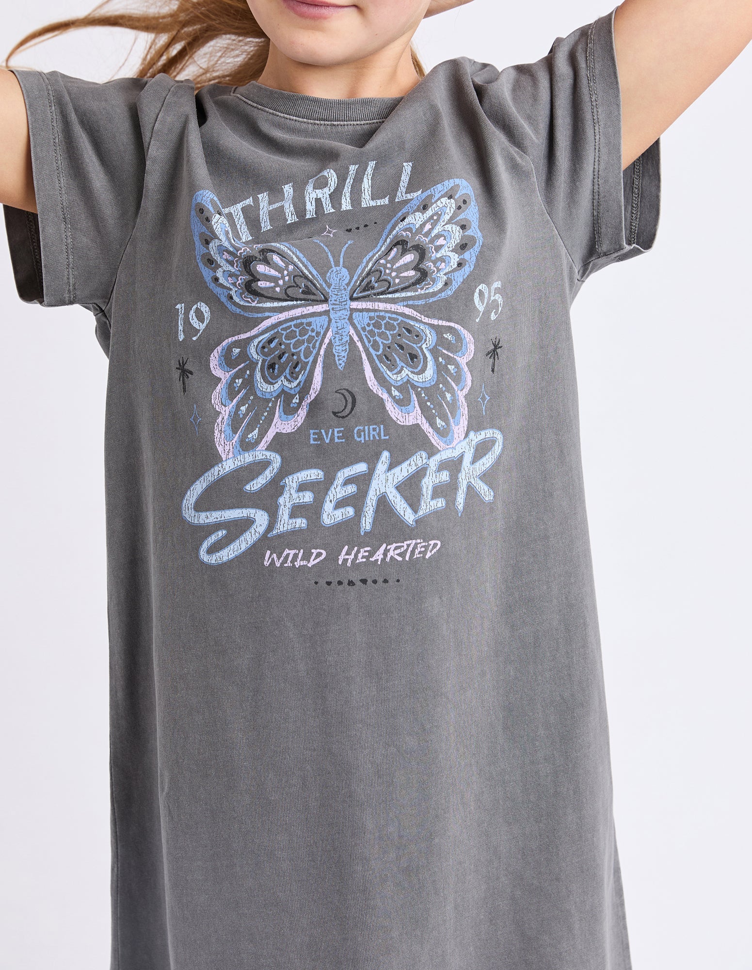 Eve Girl Wild Heart Tee Dress - Charcoal (view 3)