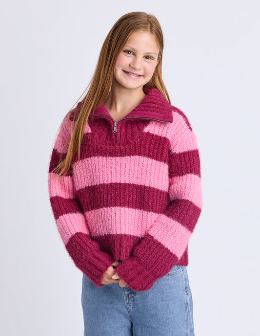 Daria 1/4 Zip Knit - Cranberry