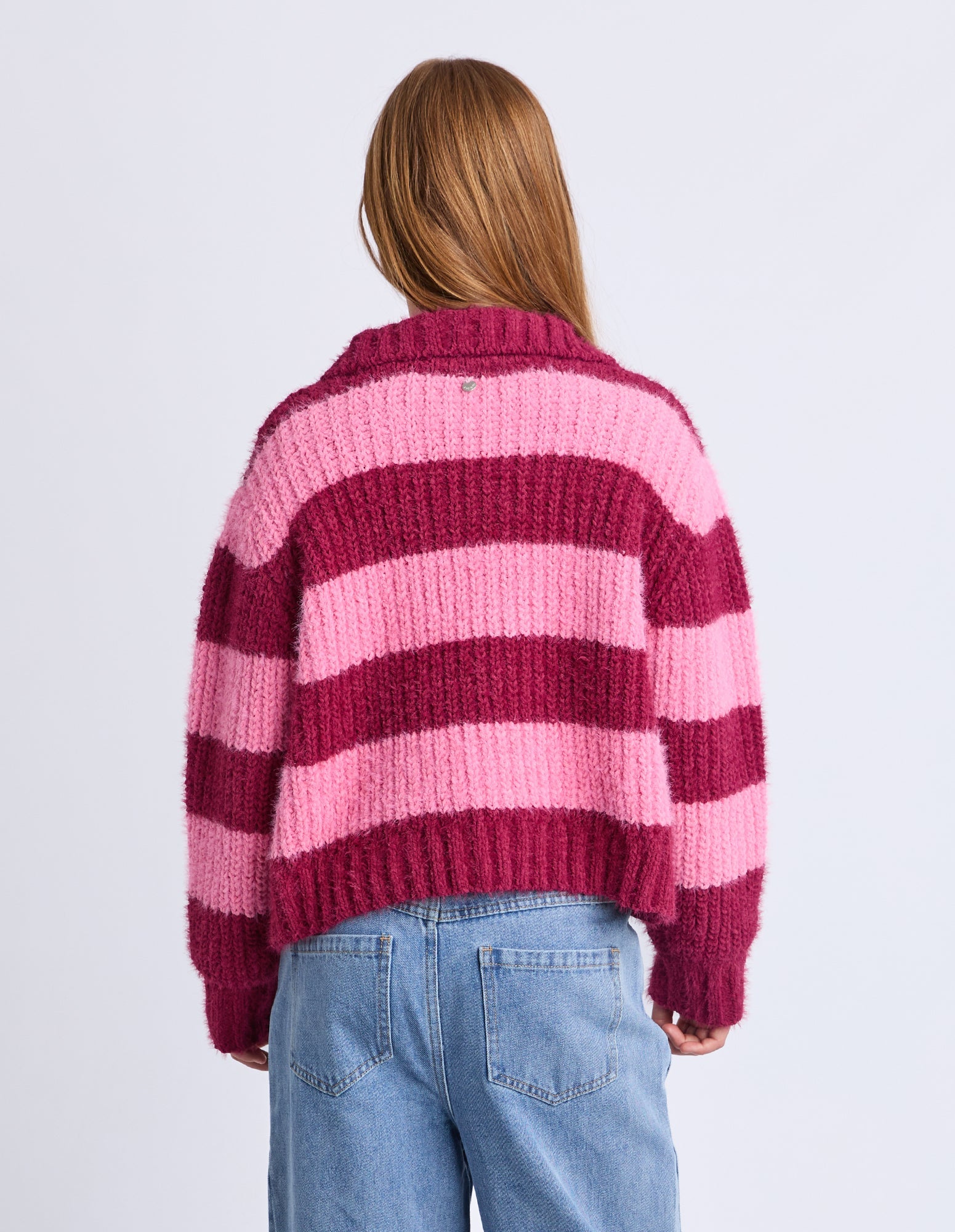 Daria 1/4 Zip Knit - Cranberry - Catani Clothing
