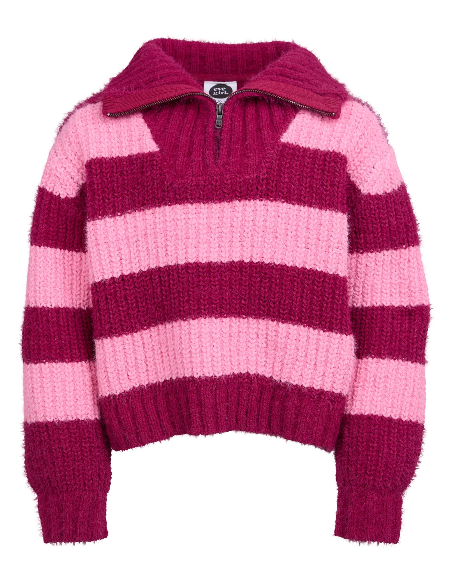 Daria 1/4 Zip Knit - Cranberry - Catani Clothing
