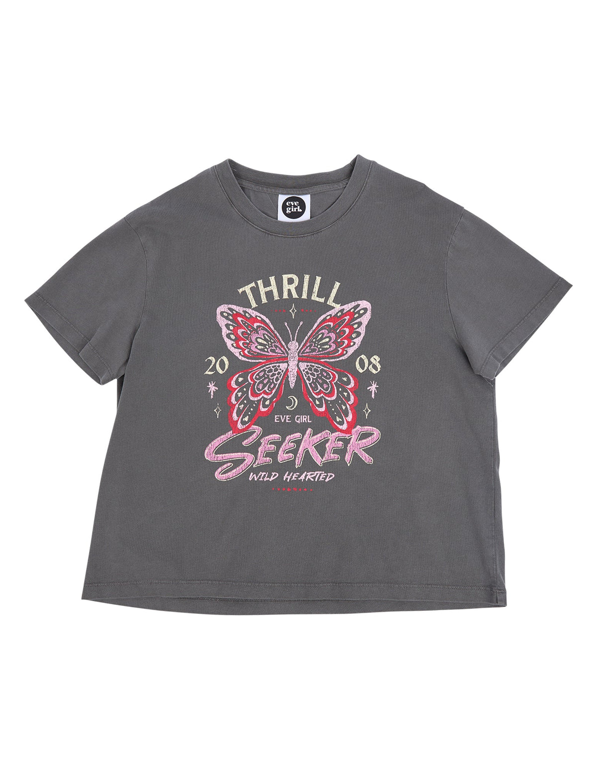 Eve Girl Butterfly Tee in charcoal