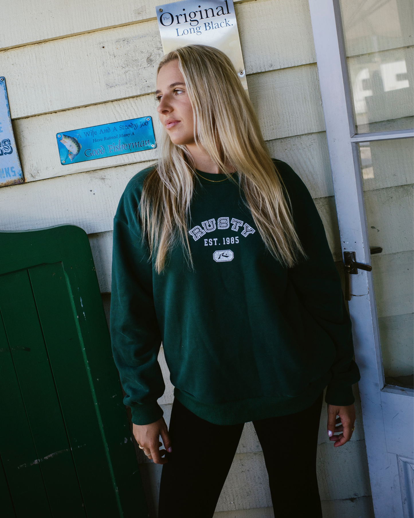 College Dropout Oversized Crew Fleece - Green Gables