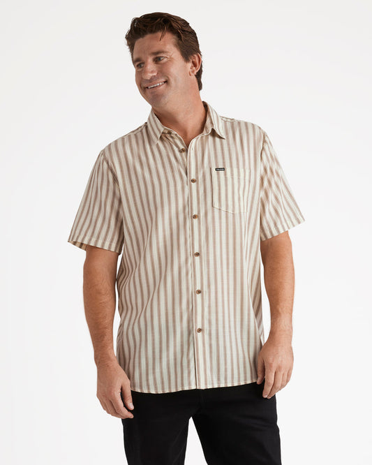 Arvostripe Woven SS Shirt - Teak