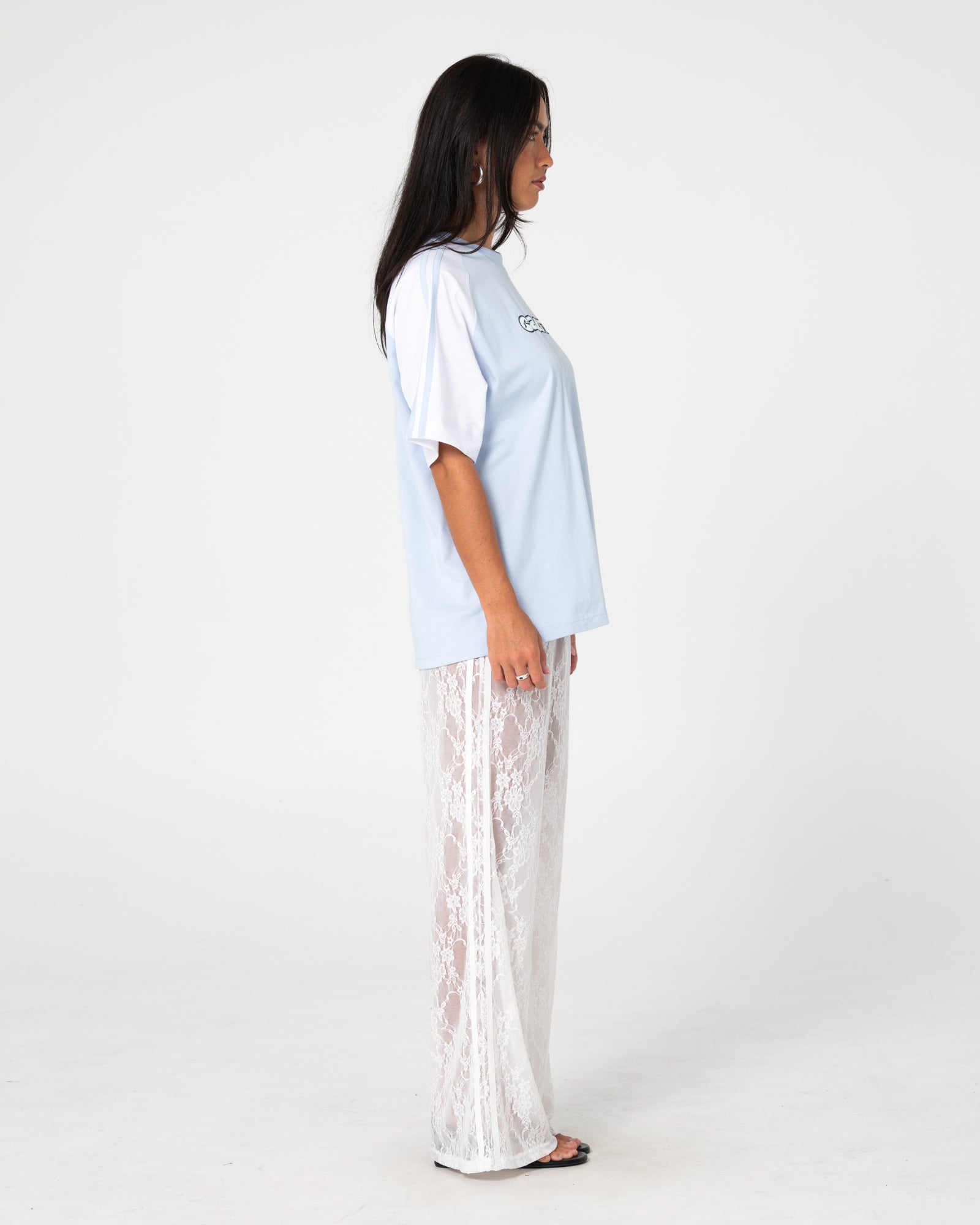 Alex Raglan Oversize Tee - Retro Blue / White