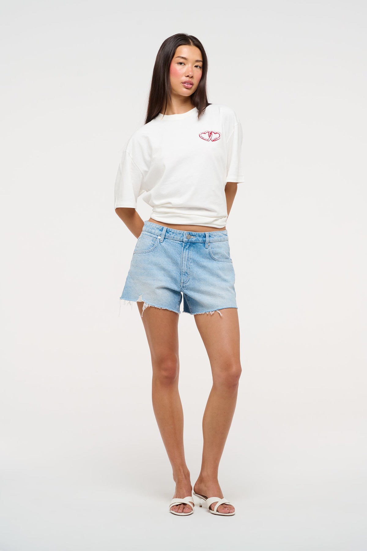 Abrand 95 Malibu Short in Marlowe light wash denim, side view