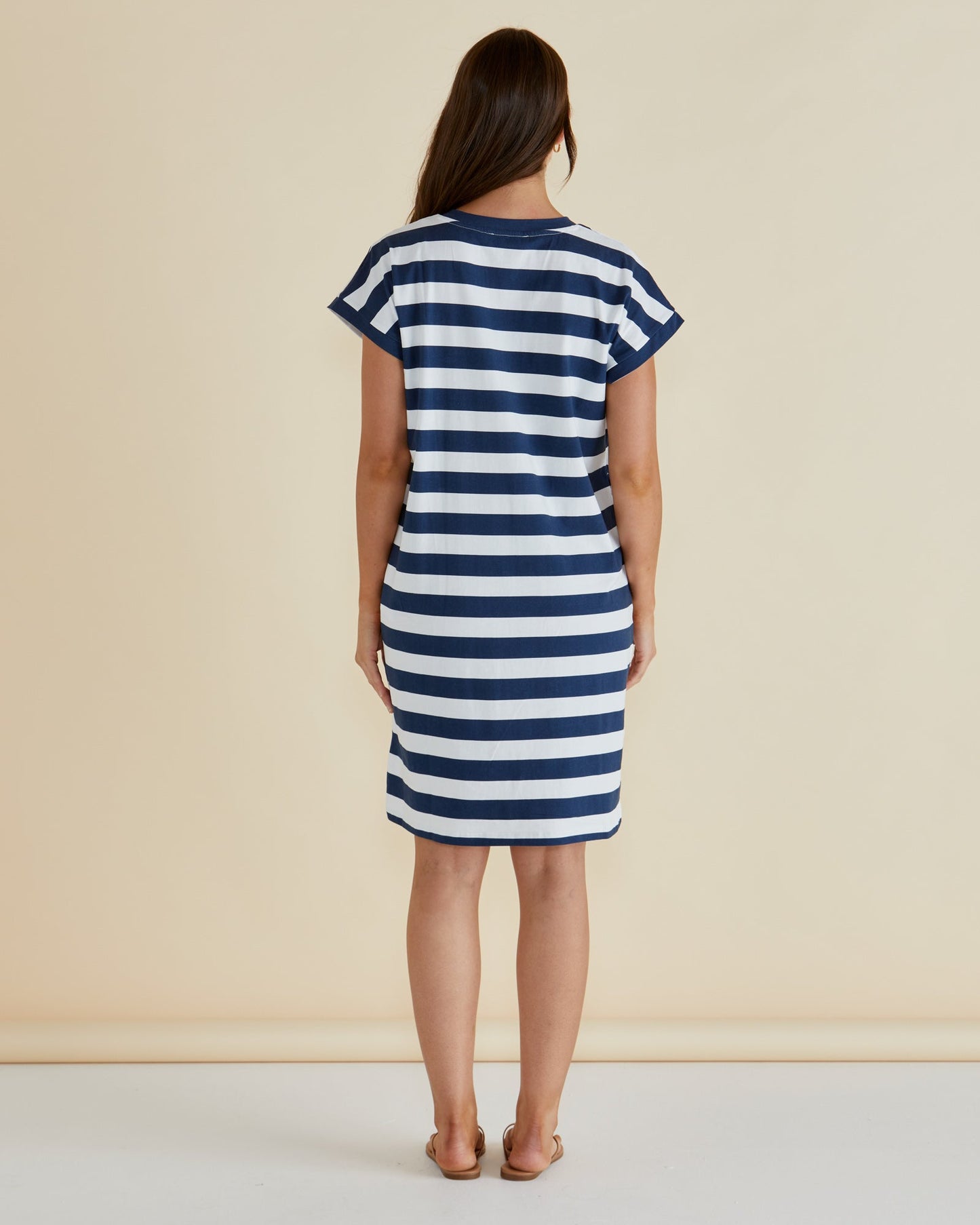 Zena T-Shirt Dress - Navy Bold Stripe