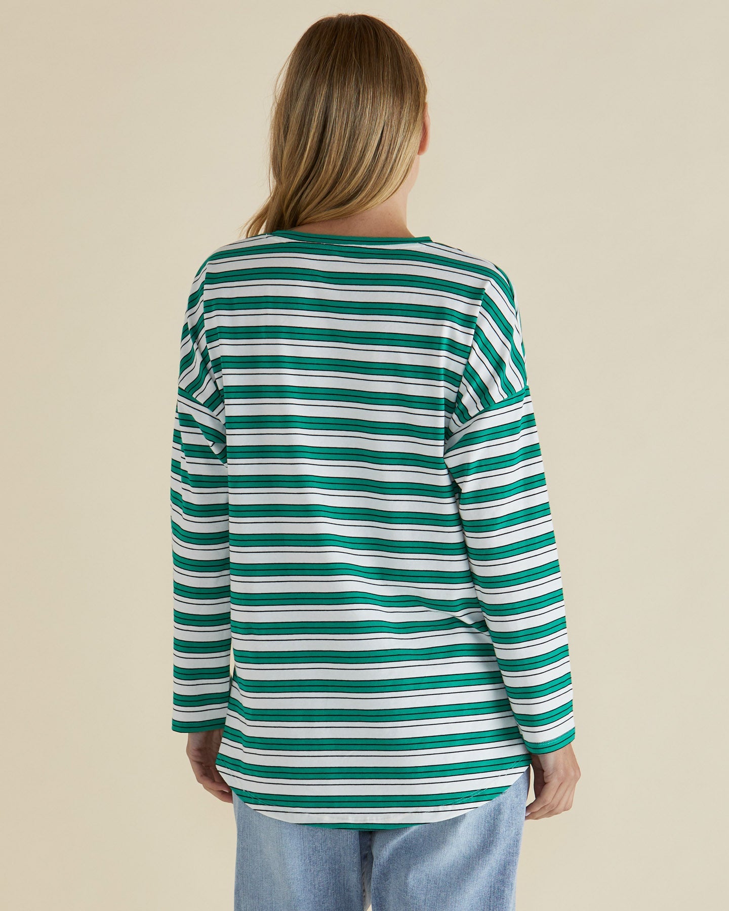 Betty Basics Taylor Tee - Green / Navy / White Stripe (view 4)