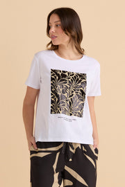 Ellia Crew Tee - Monochrome Floral - Catani Clothing