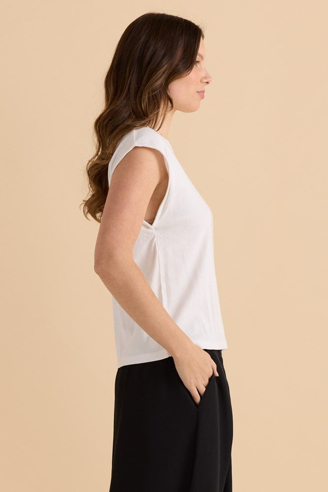 Betty Basics Cuff Rib Tee - White (view 3)