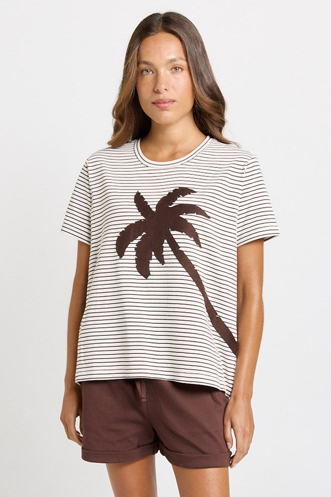 Betty Basics Tibby Tee Chocolate Stripe detail