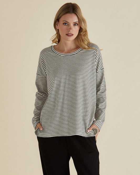 Brixley Long Sleeve Top - Black Stripe