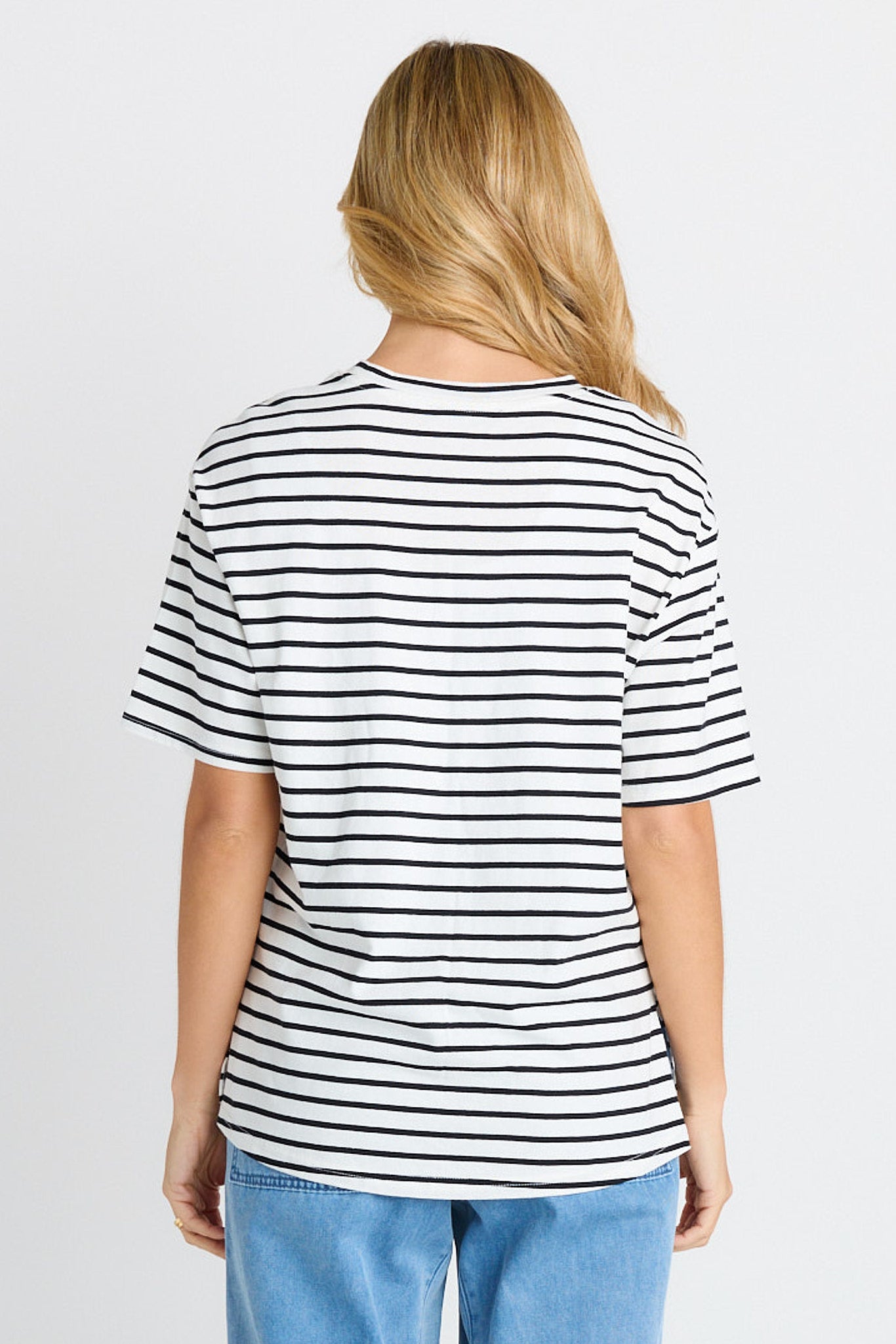 Relax Boxy Tee - Choc/White Stripe
