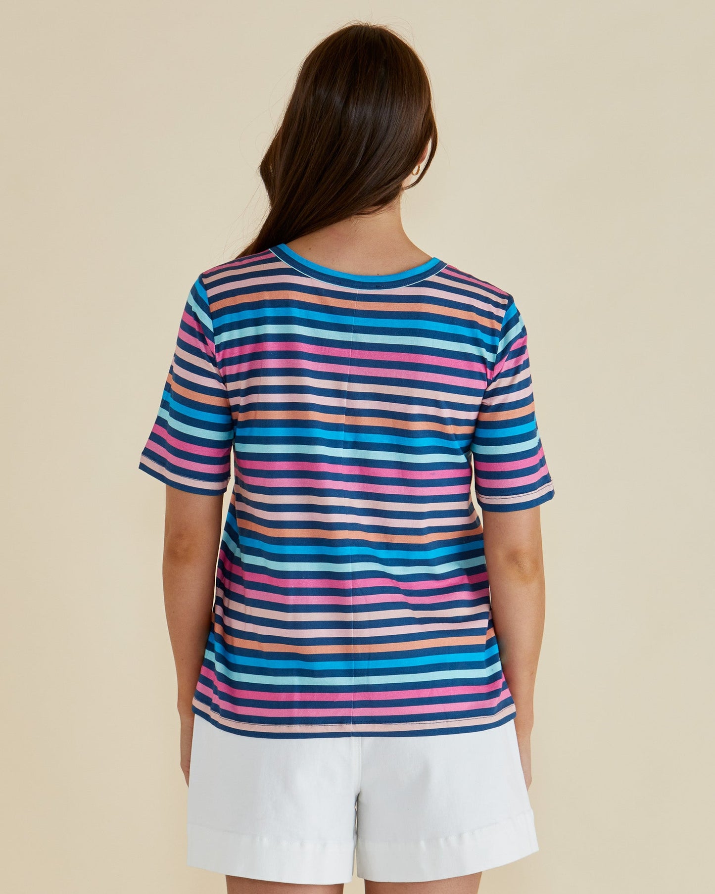 Riley Tee - Multi Stripe Navy