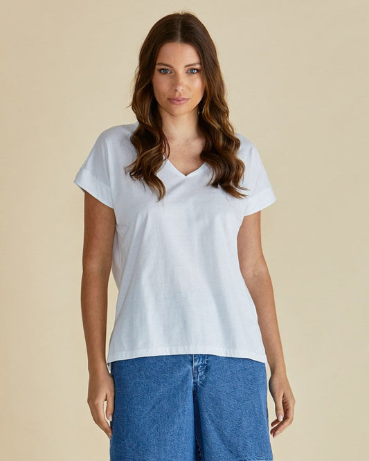 Tracy V-Neck Tee - White
