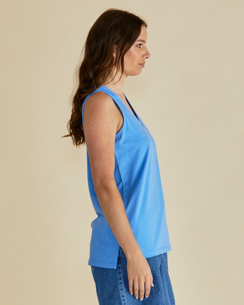 Betty Basics Trinity V-Neck Tank - Powder Blue (view 3)