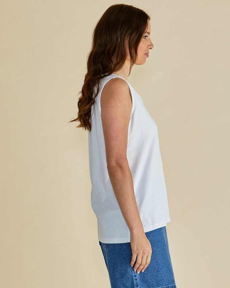 Trinity V-Neck Tank - White