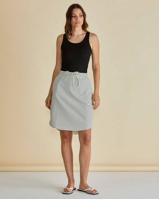 Retreat Skirt - White / Black Stripe